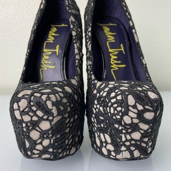 London Trash Super High Platform Heels, Black Lace Overlay, Sz 7 - Picture 12 of 16